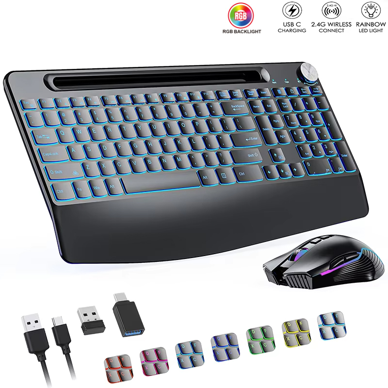 Gaming Keyboard And Mouse Combo - مجموعة ماوس لوحة مفاتيح لاسلكية 2.4G&Type-C