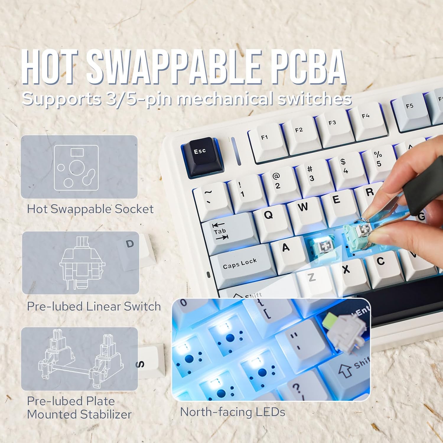 لوحة مفاتيح ميكانيكية Aula F75 - مراجعة Gaming Keyboard Blue Switches وسعره