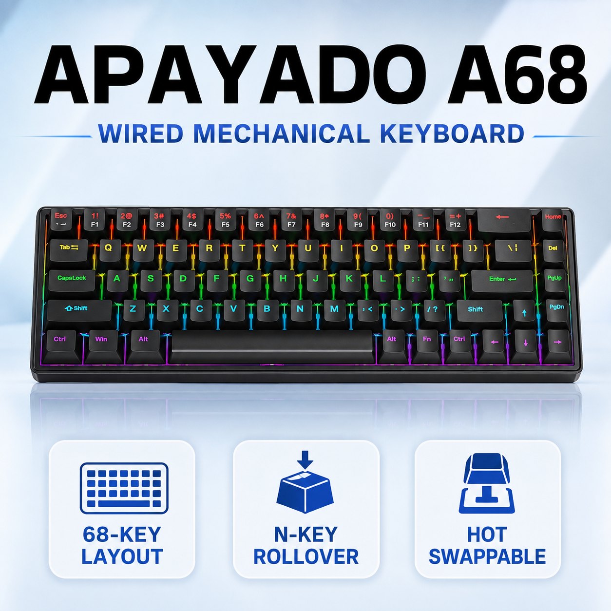 لوحة مفاتيح ميكانيكية سلكية AP - مراجعة Gaming Keyboard Blue Switches وسعره